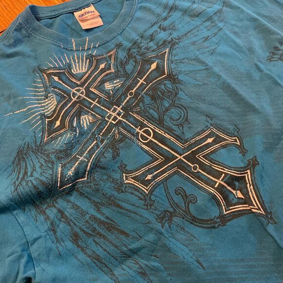 gildan y2k salvation blue short sleeve t shirt size xl - Picture 5 of 7